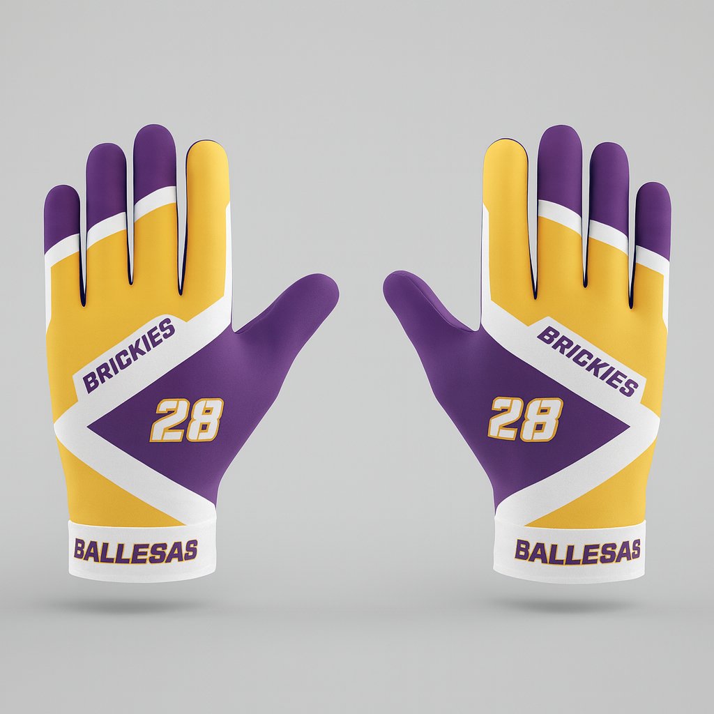 14728 Brickies Football Gloves Final — custom sublimated men’s & boys football gloves uniform design by Powertek Athletic