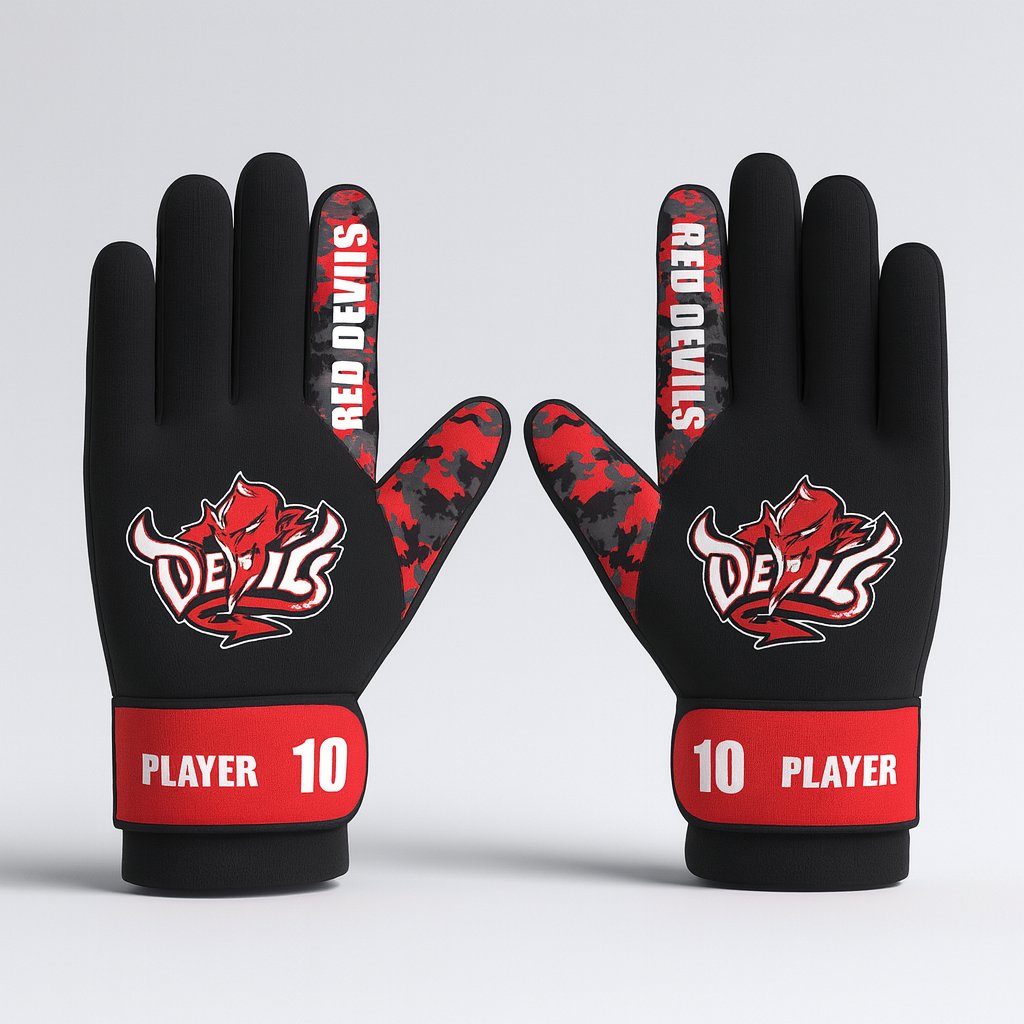14728 Brickies Football Gloves V4 — custom sublimated men’s & boys football gloves uniform design by Powertek Athletic
