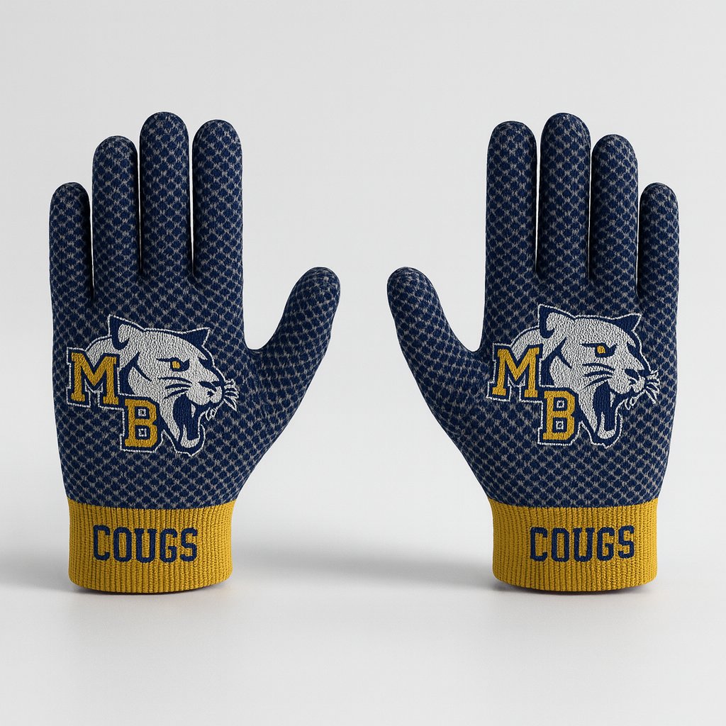 17632 MB Cougars Football Gloves — custom sublimated men’s & boys football gloves uniform design by Powertek Athletic