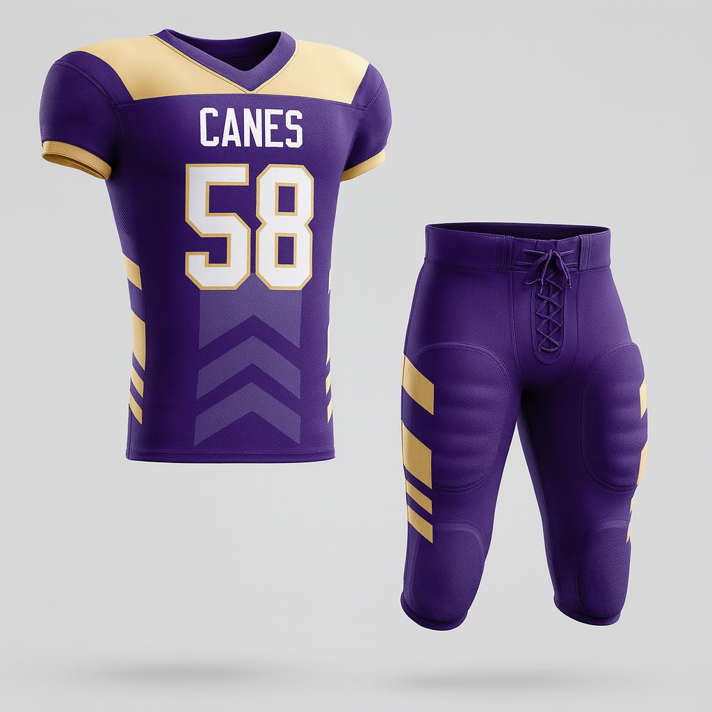 18230 Canes Football — custom sublimated men’s & boys football uniform sets uniform design by Powertek Athletic