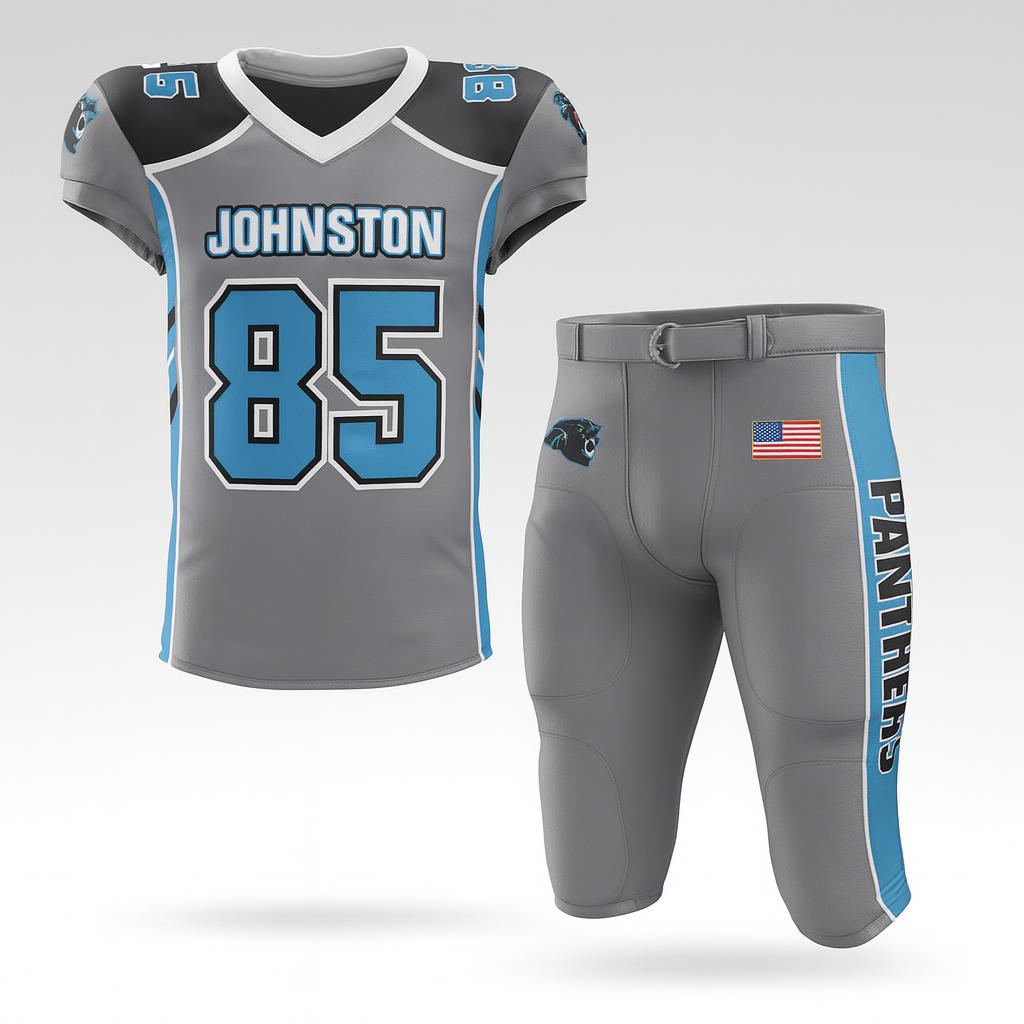 18263 Johnson Panthers Football — custom sublimated men’s & boys football uniform sets uniform design by Powertek Athletic