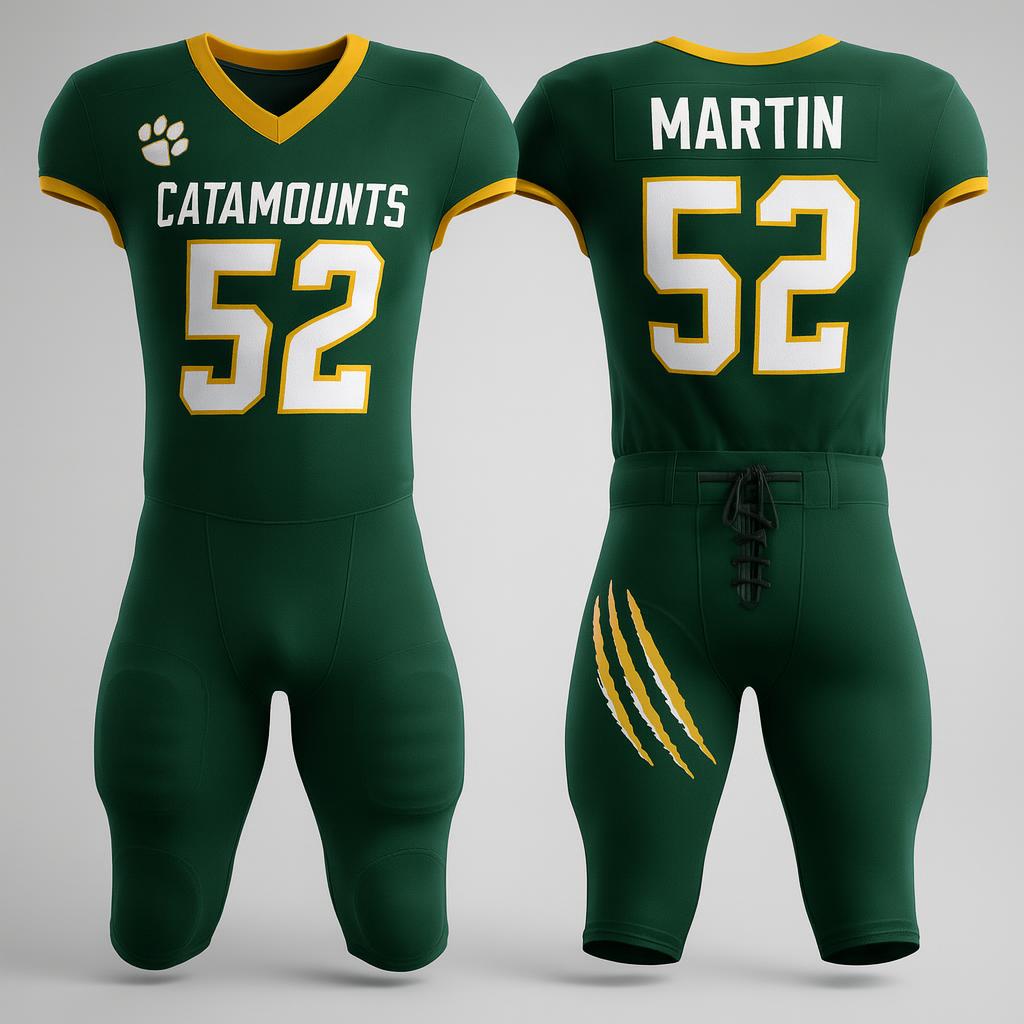 18665 Catamounts Football — custom sublimated men’s & boys football uniform sets uniform design by Powertek Athletic