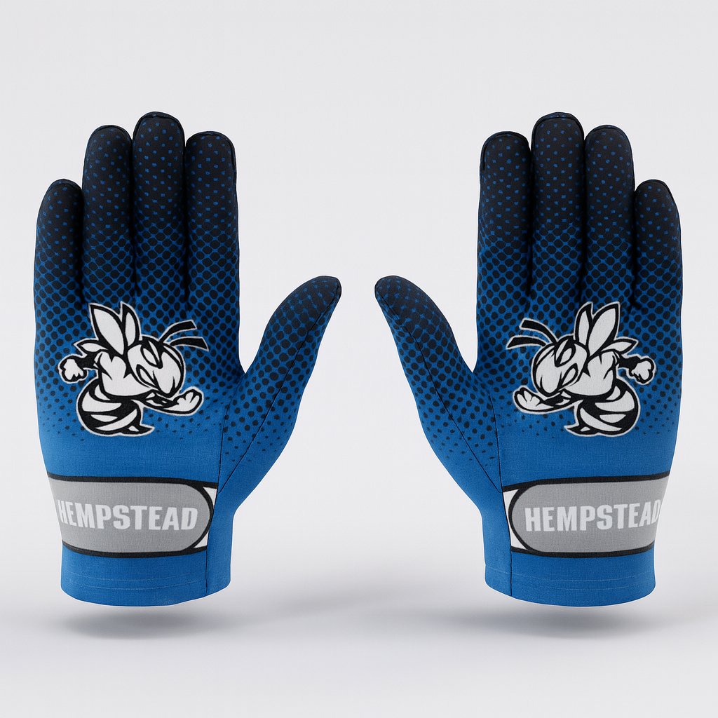 20180 Hempstead Girls Flag Football — custom sublimated men’s & boys football gloves uniform design by Powertek Athletic
