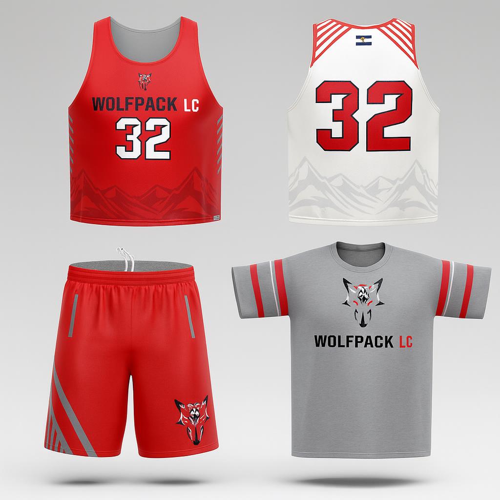 15719 Wolfpack Colorado Boys — custom sublimated men’s & boys lacrosse uniform sets uniform design by Powertek Athletic
