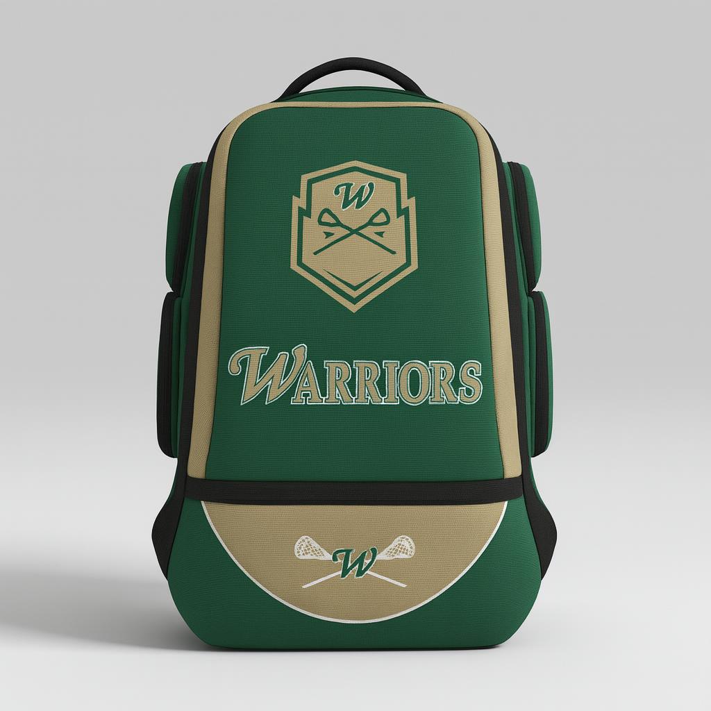 16584 Westminster Warriors Bags — custom sublimated men’s & boys lacrosse bags uniform design by Powertek Athletic
