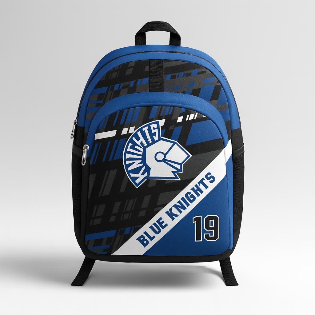17403 Blue Knights Lacrosse Bag — custom sublimated men’s & boys lacrosse bags uniform design by Powertek Athletic