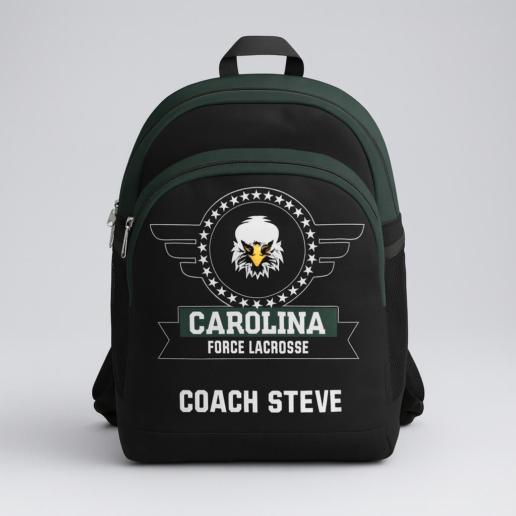 19479 Carolina Force Lacrosse Backpack — custom sublimated men’s & boys lacrosse bags uniform design by Powertek Athletic