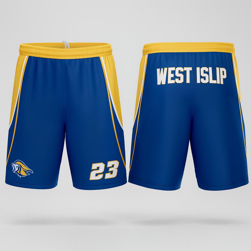 19553 West Islip Youth Lax 2022 Boys — custom sublimated men’s & boys lacrosse shorts uniform design by Powertek Athletic