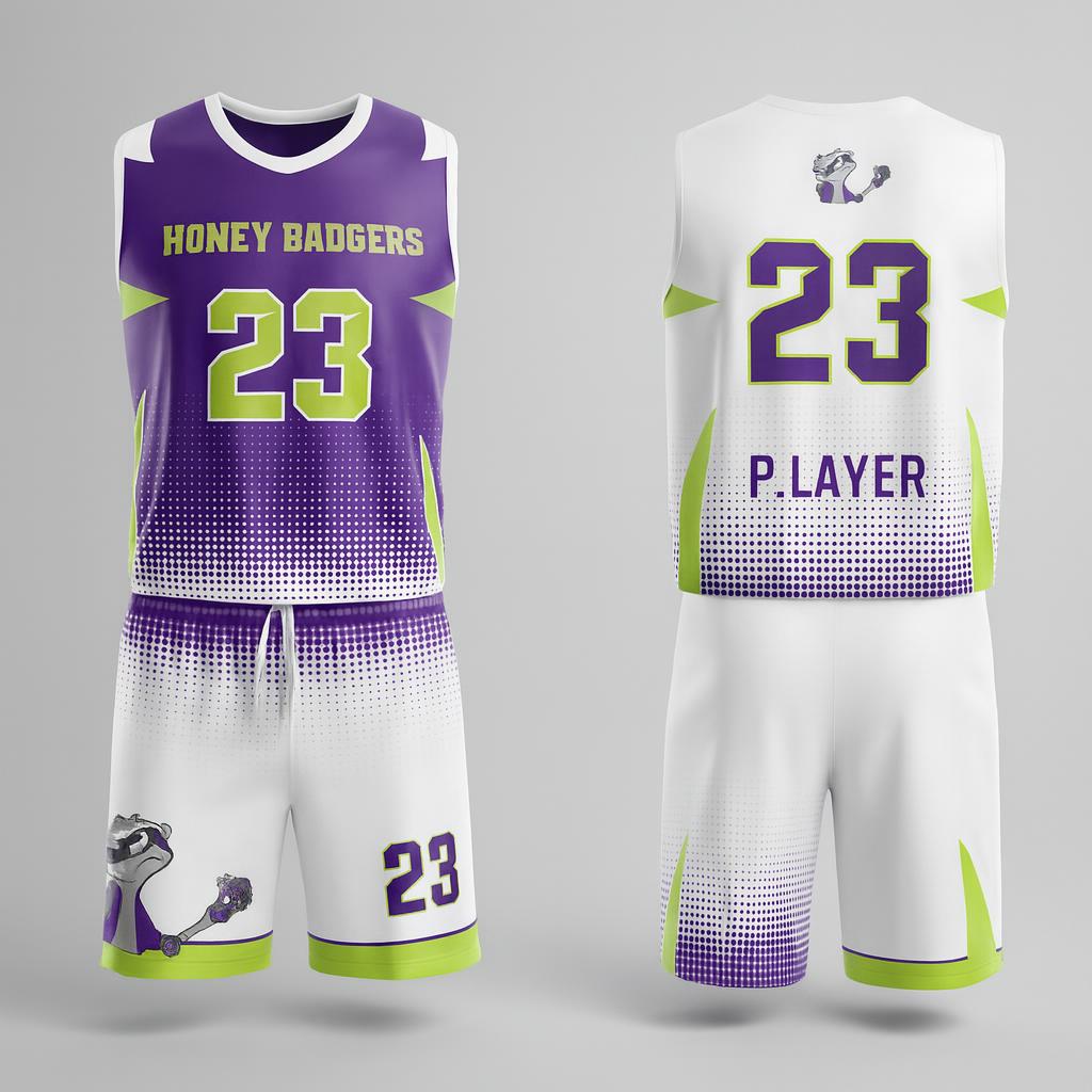 19584 Honey Badgers Lacrosse 2022 — custom sublimated men’s & boys lacrosse uniform sets uniform design by Powertek Athletic