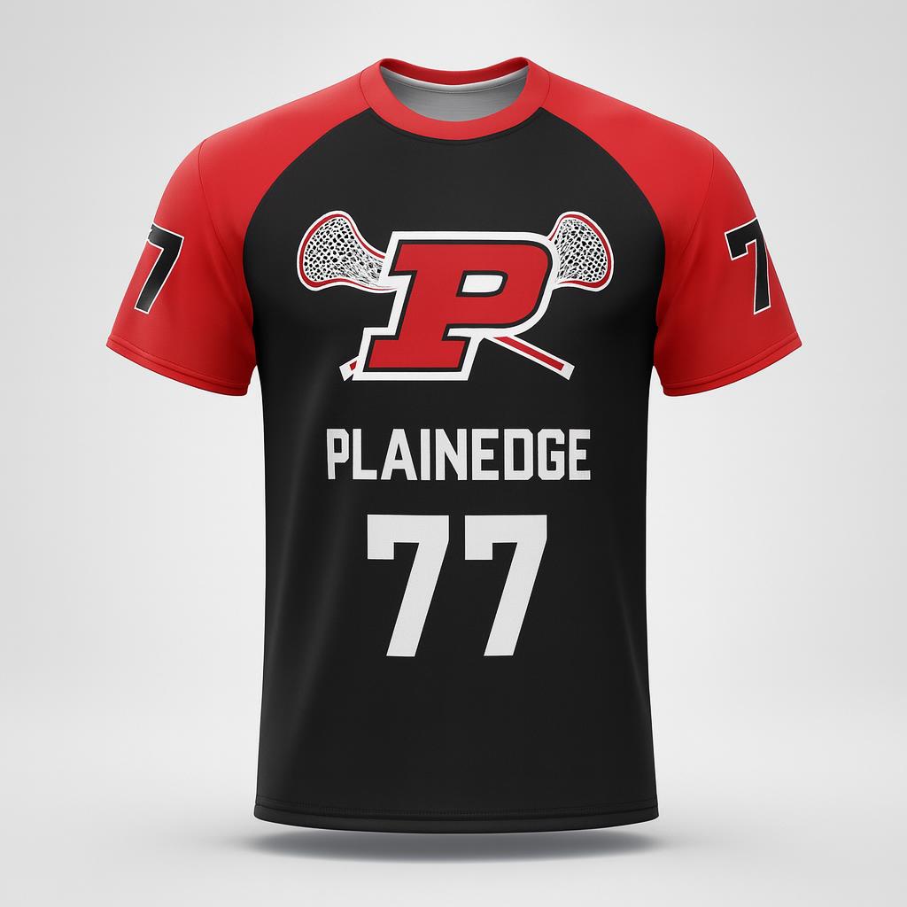 19665 Plainedge Lacrosse 2022 Shooter — custom sublimated men’s & boys lacrosse tees uniform design by Powertek Athletic