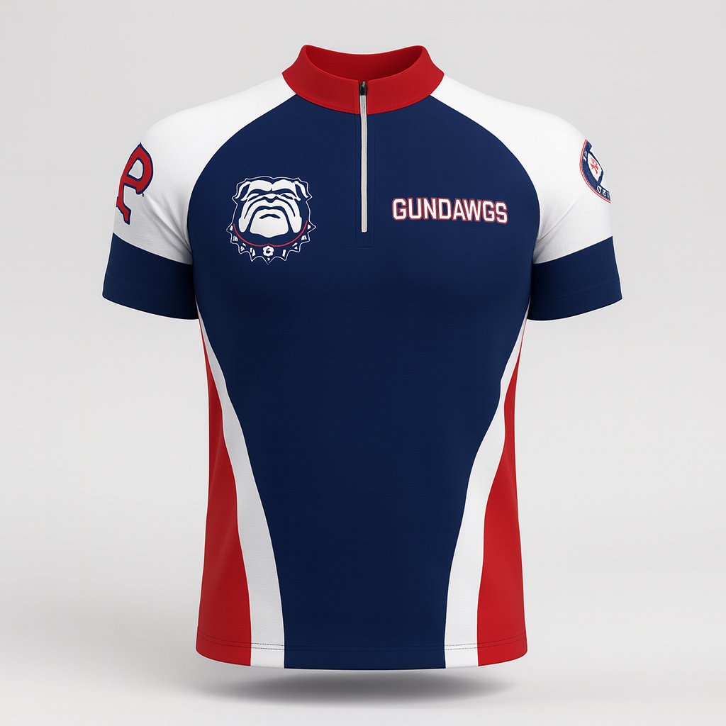 19970 CA Bulldogs Trap Team — custom sublimated men’s & boys outdoor trap uniform design by Powertek Athletic