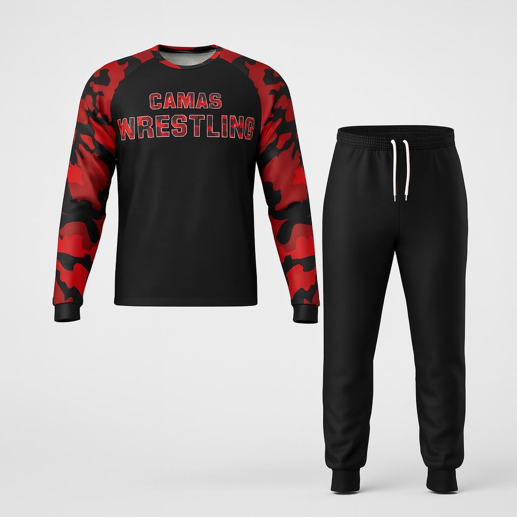 12426 Joe Papermaker Wrestling — custom sublimated men’s & boys wrestling warm ups uniform design by Powertek Athletic