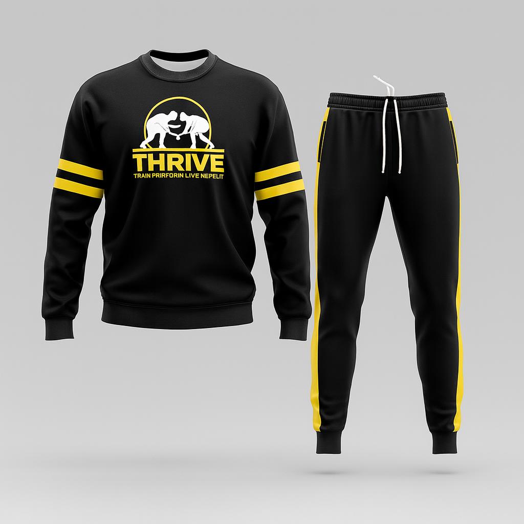 15838 Thrive Performance Wrestling — custom sublimated men’s & boys wrestling warm ups uniform design by Powertek Athletic