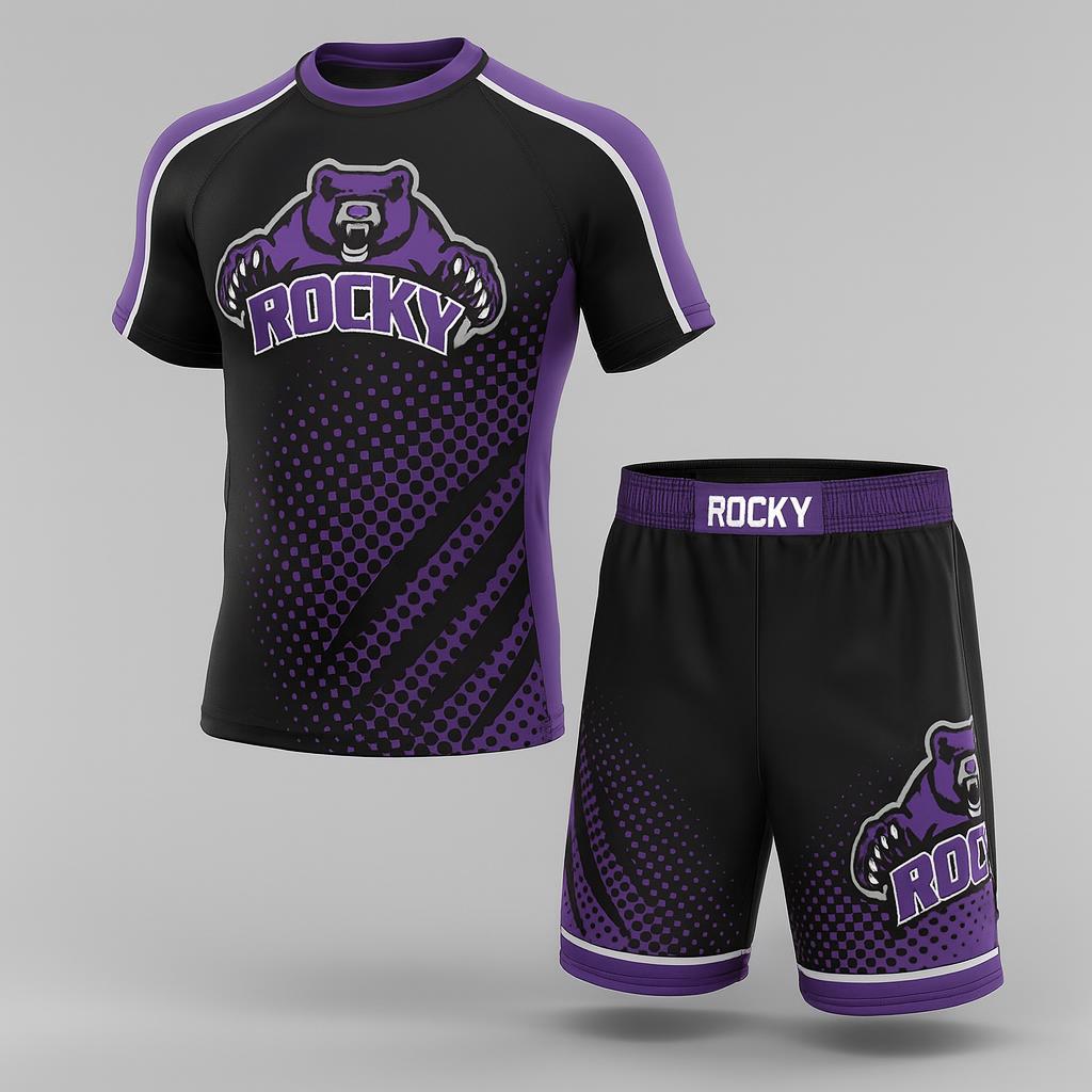 15919 Rocky Wrestling — custom sublimated men’s & boys wrestling uniform sets uniform design by Powertek Athletic