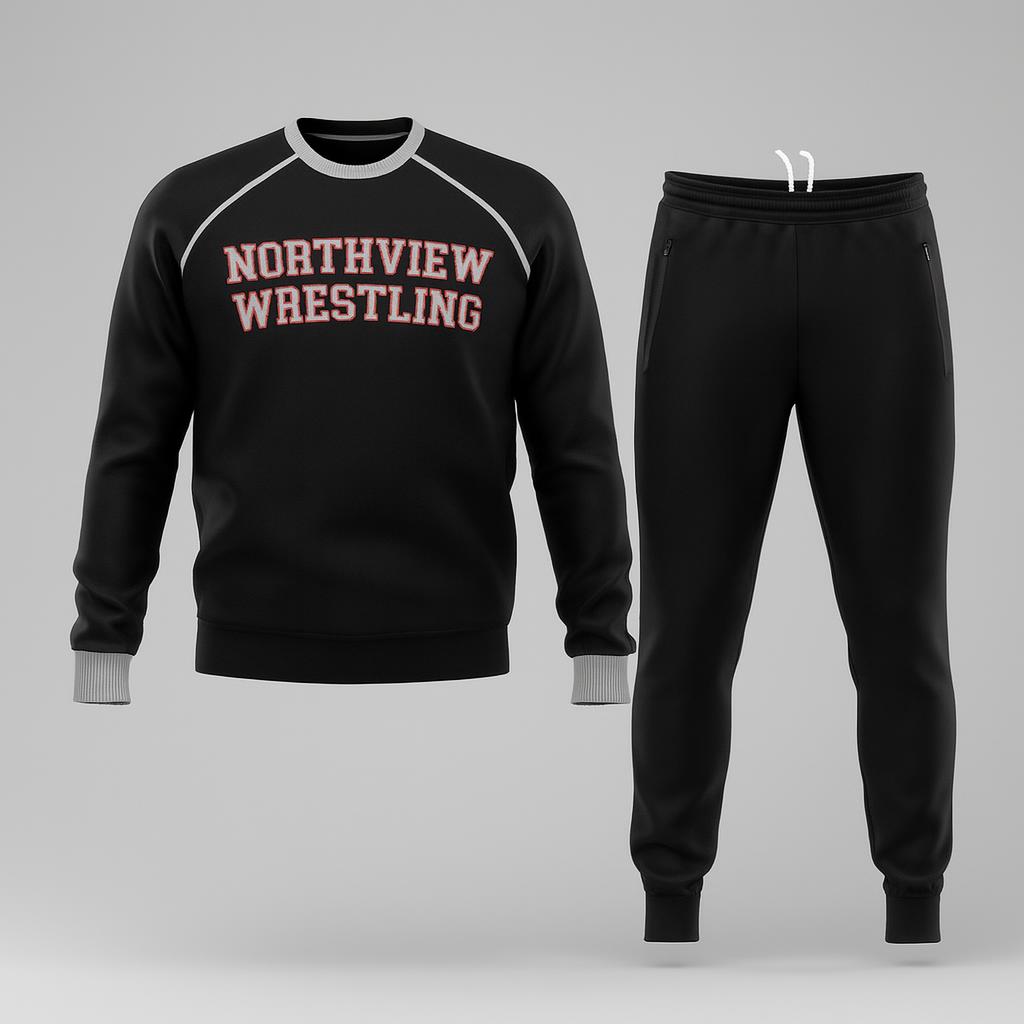 15920 Northview HS Wrestling — custom sublimated men’s & boys wrestling warm ups uniform design by Powertek Athletic