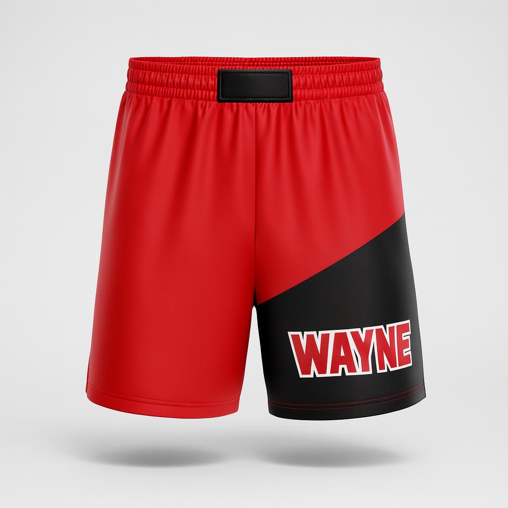 17280 Wayne County MS Wrestling — custom sublimated men’s & boys wrestling fight shorts uniform design by Powertek Athletic