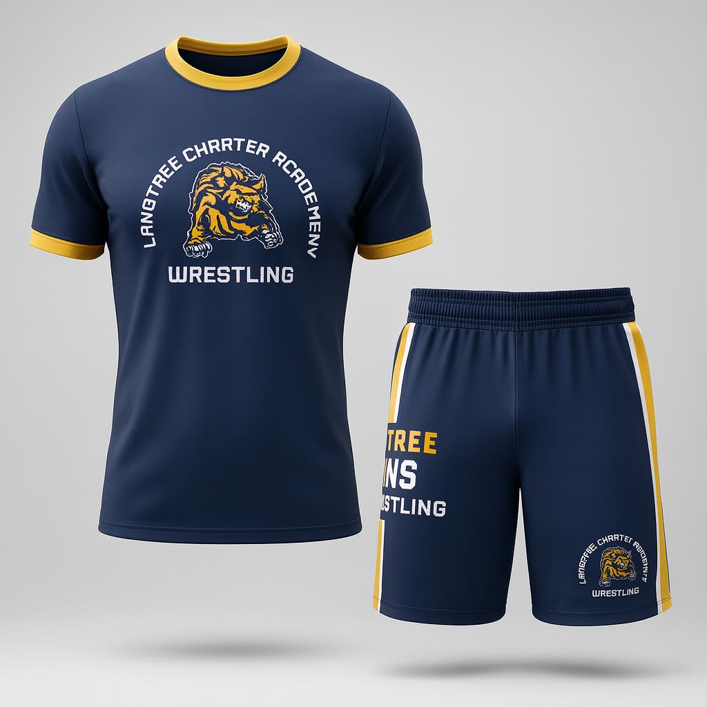 18262 Langtree Wrestling — custom sublimated men’s & boys wrestling uniform sets uniform design by Powertek Athletic