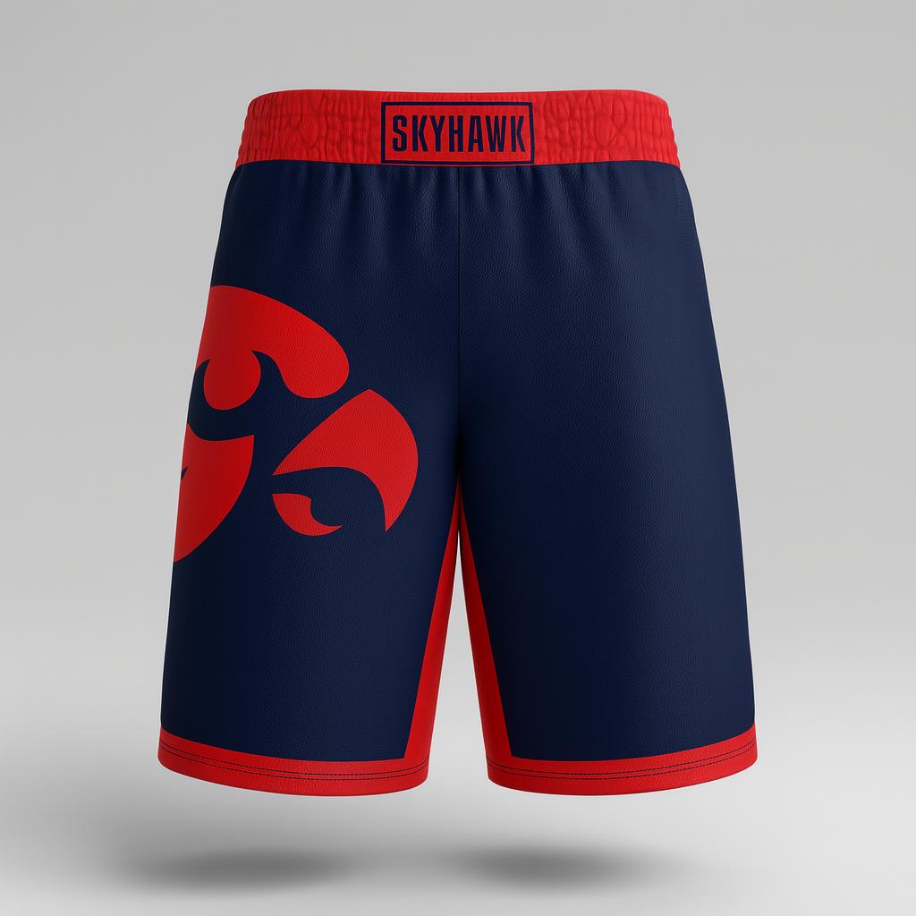 18689 Skyhawk MS Wrestling — custom sublimated men’s & boys wrestling fight shorts uniform design by Powertek Athletic