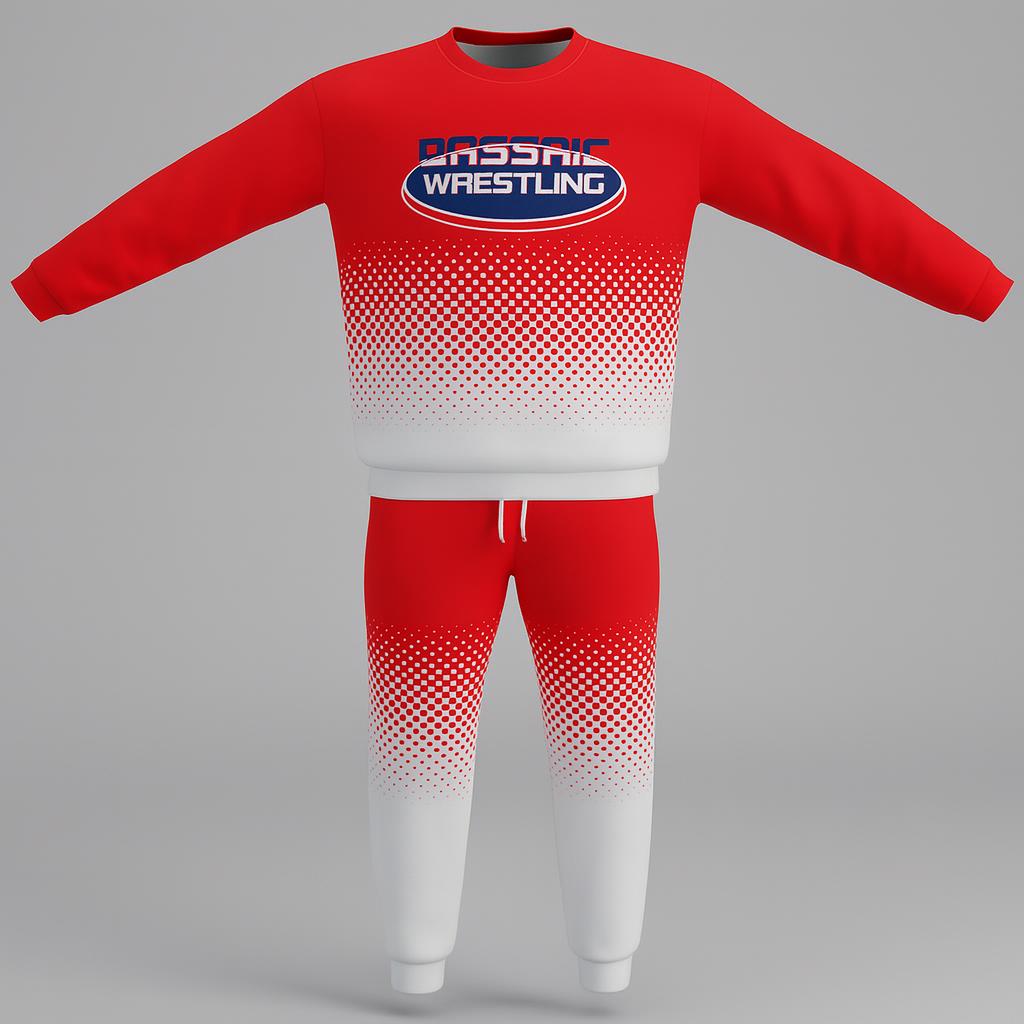 18814 Passaic HS Wrestling LS — custom sublimated men’s & boys wrestling warm ups uniform design by Powertek Athletic