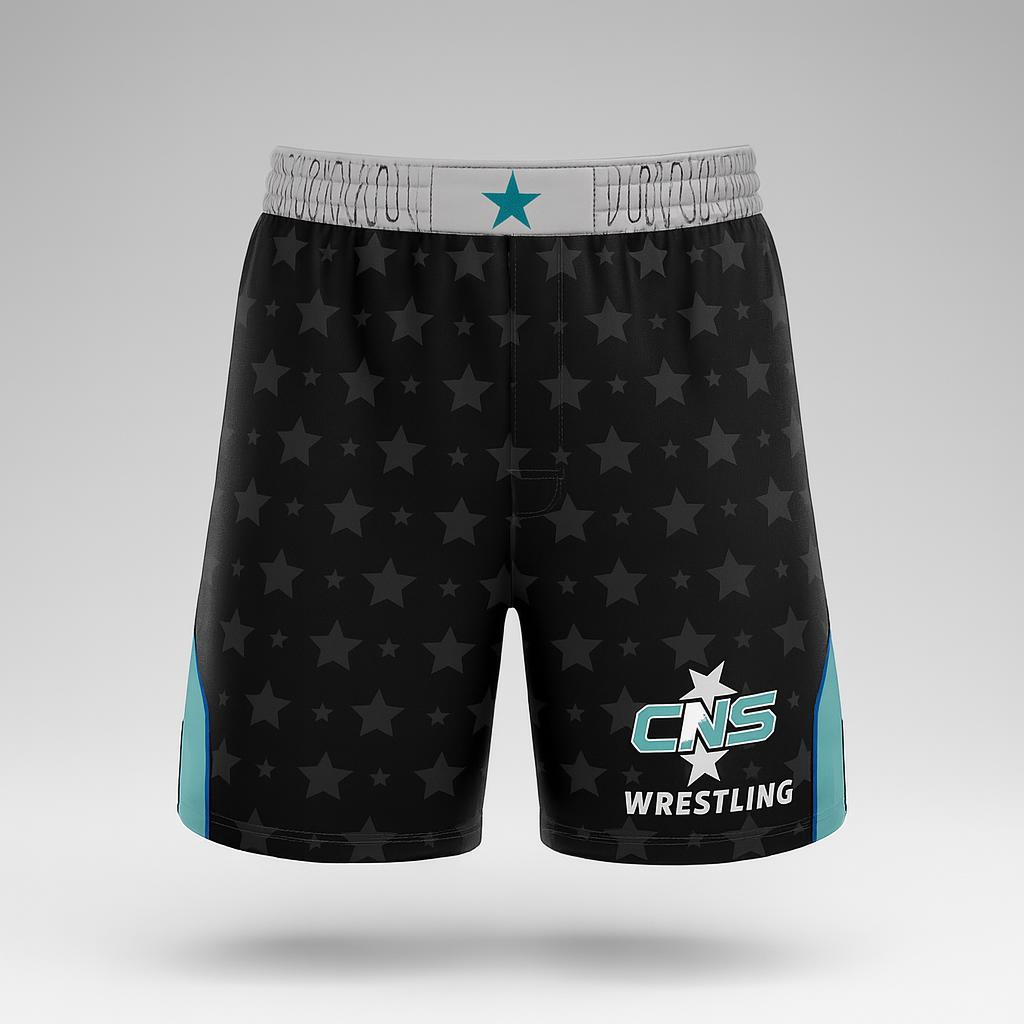 19114 CNS Wrestling Page 3 — custom sublimated men’s & boys wrestling fight shorts uniform design by Powertek Athletic