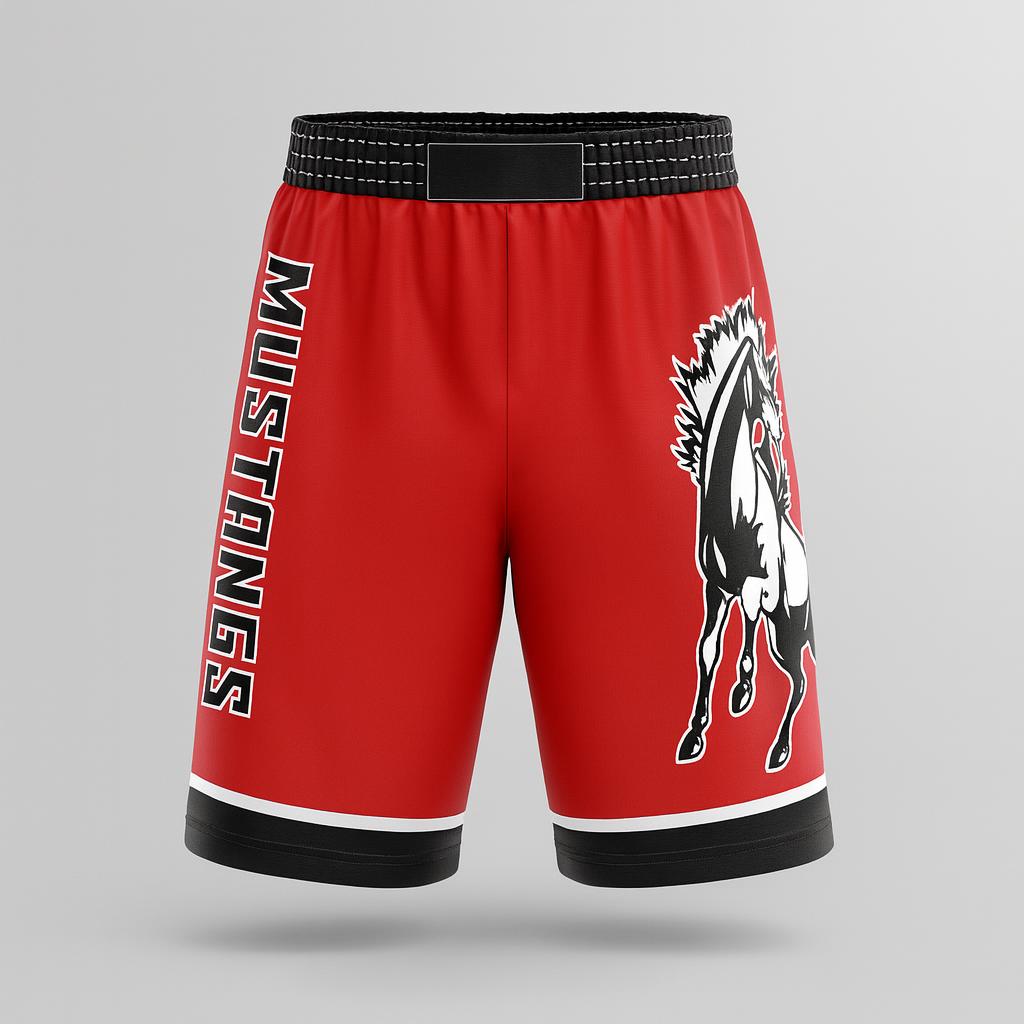 19529 Melba HS Wrestling — custom sublimated men’s & boys wrestling fight shorts uniform design by Powertek Athletic