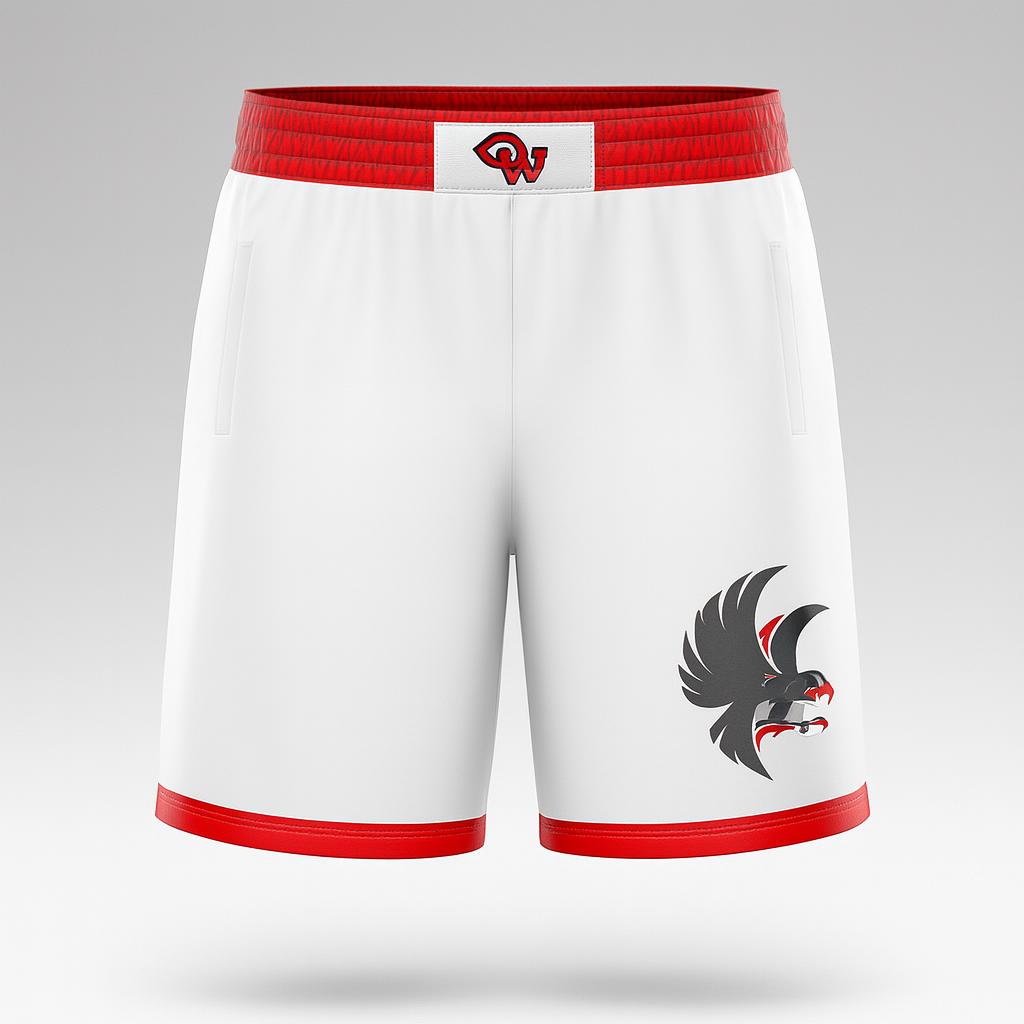 19948 Cranston West Boys Shorts — custom sublimated men’s & boys wrestling fight shorts uniform design by Powertek Athletic